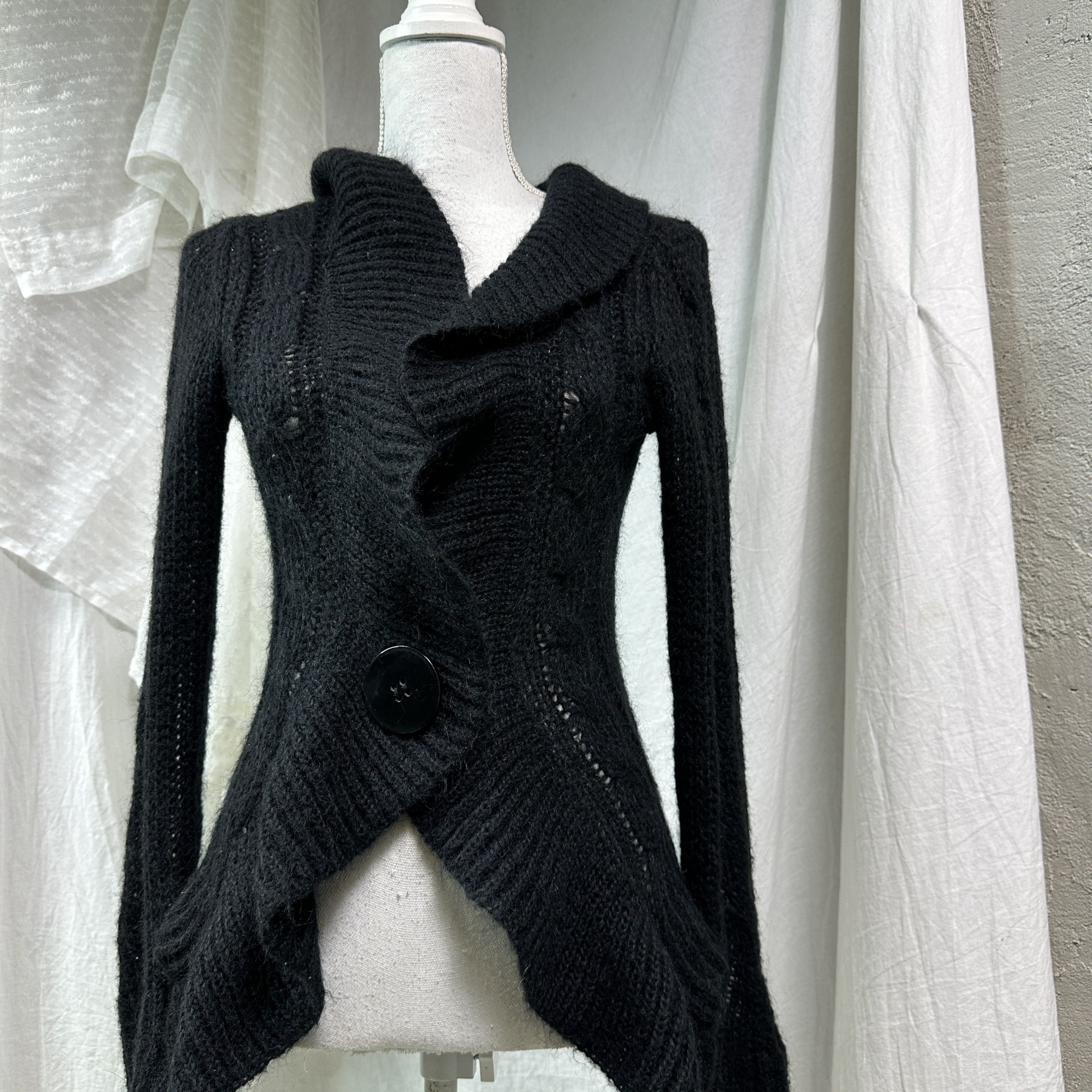 Vintage Vintage Avant Garde Mohair Big Button Cardigan Y2K Size S / US 4 / IT 40 - 5 Thumbnail