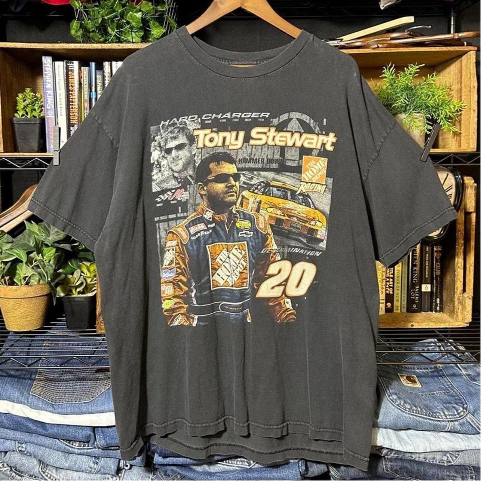 NASCAR Vintage Y2K Tony Stewart AOP NASCAR Tee Faded Black Shirt Size US XL / EU 56 / 4 - 1 Thumbnail