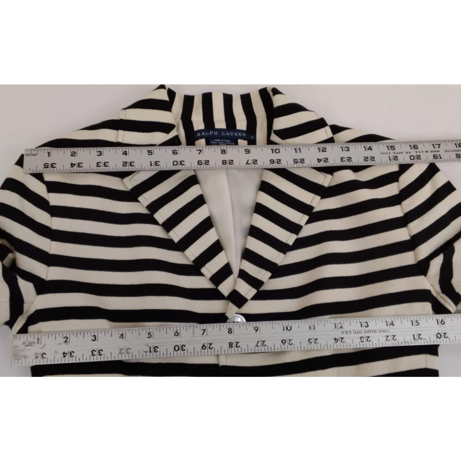 Ralph Lauren Ralph Lauren Knit Blazer Women 2 Black/White Stripes Cotton Size XS / US 0-2 / IT 36-38 - 10 Thumbnail