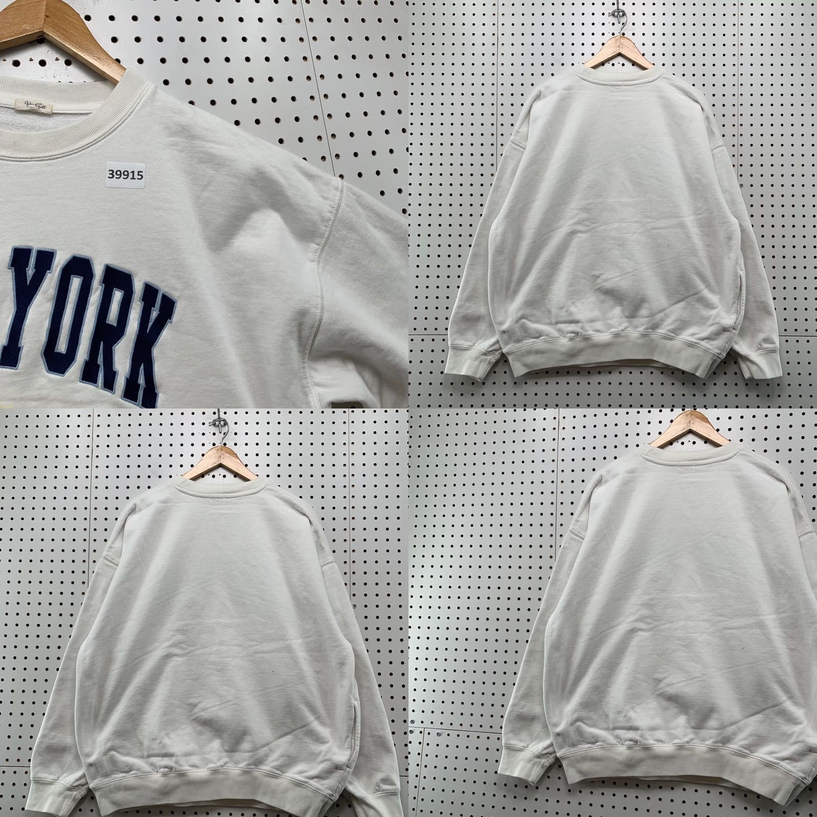 Brandy Melville John Galt New York Sweatshirt Womens One Size White Pockets Embroidered Size ONE SIZE - 10 Thumbnail
