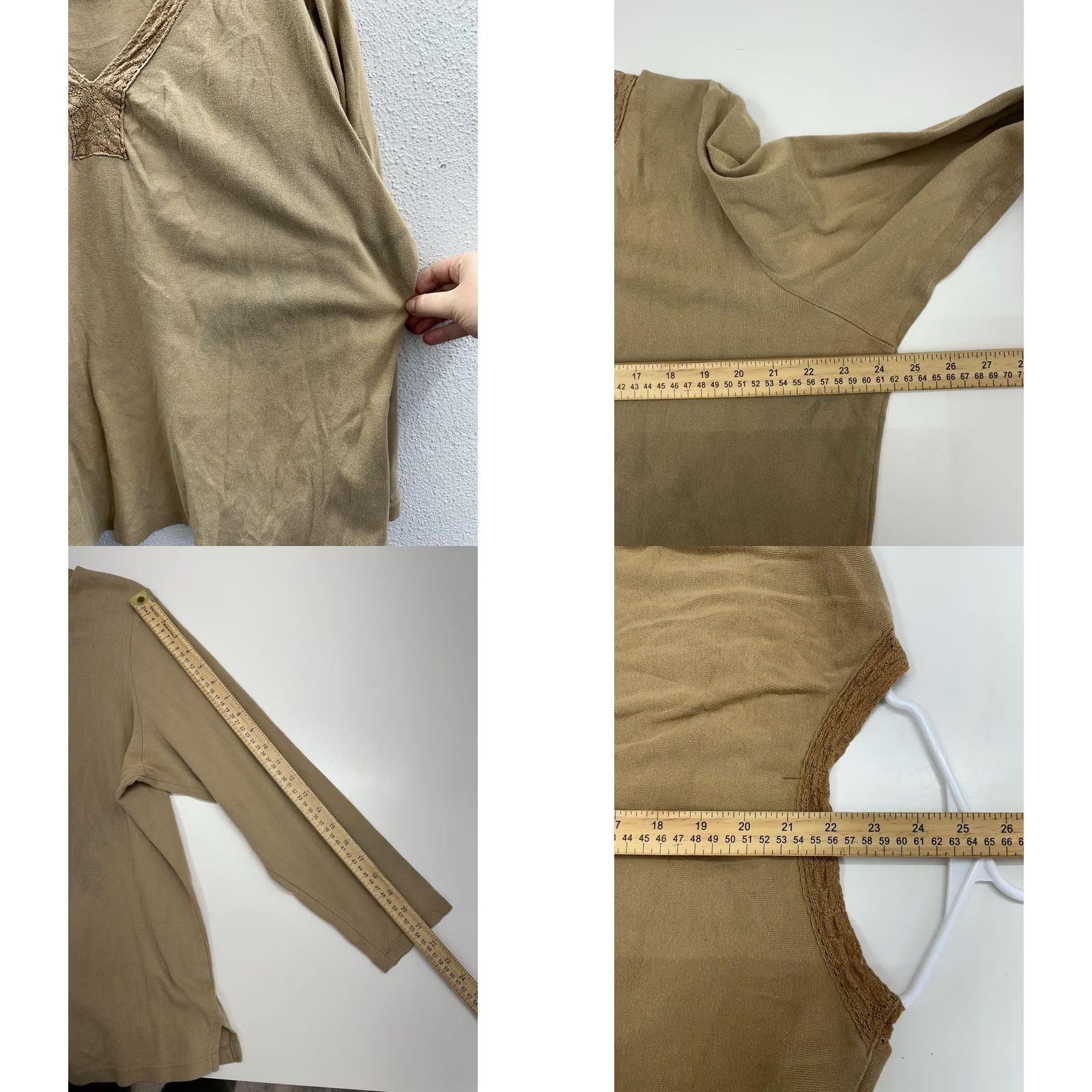 Vintage Venezia Jeans Womens Shirt Brown V-Neck Long Sleeve Size 22/24 Crochet Trim 90s Classic Size XL / US 12-14 / IT 48-50 - 8 Thumbnail
