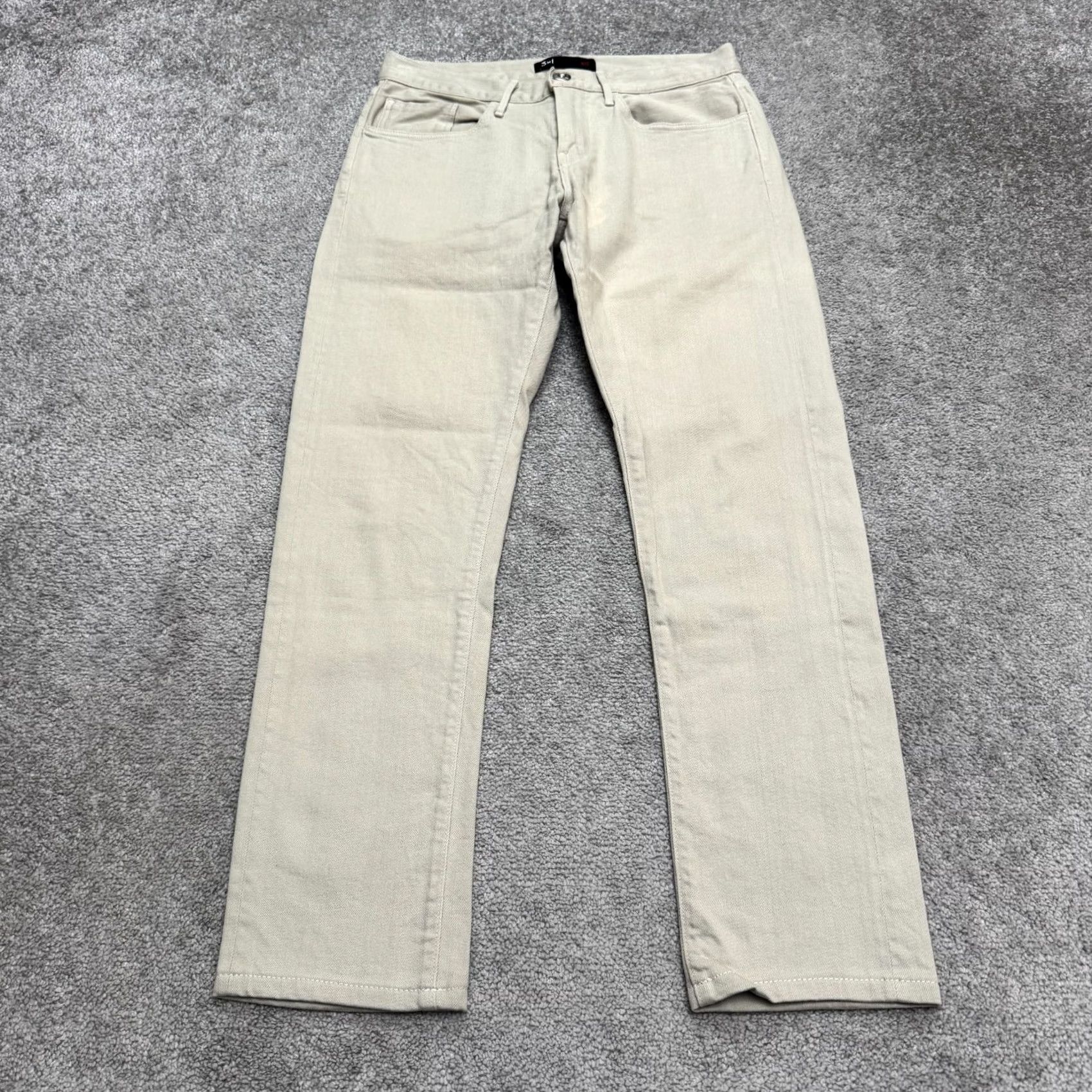 Orvis 3x1 NYC Beachwood Denim Pants Mens 29 Beige Straight Leg Cotton Casual Stretch Size US 29 - 2 Thumbnail