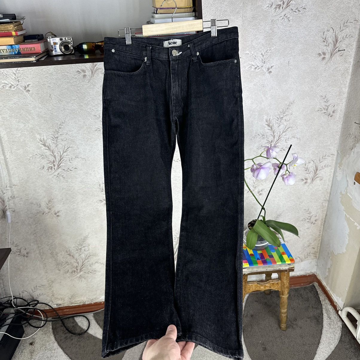 Acne Studios × Designer Acne Studious Denim Jeans Max B Mens Black Luxury Designer Size US 27 - 10 Thumbnail