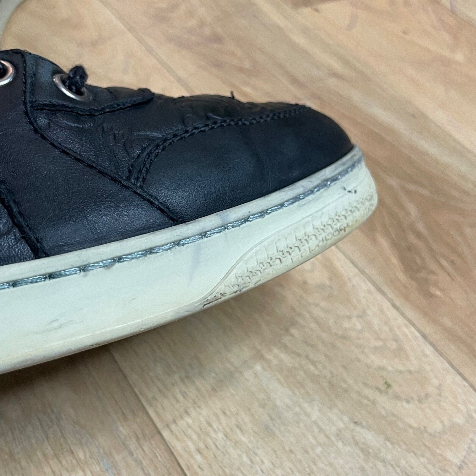 Gucci GUCCI Sneakers GG Web Dapper Black Leather High Top Monogram Size US 8 / EU 41 - 13 Thumbnail