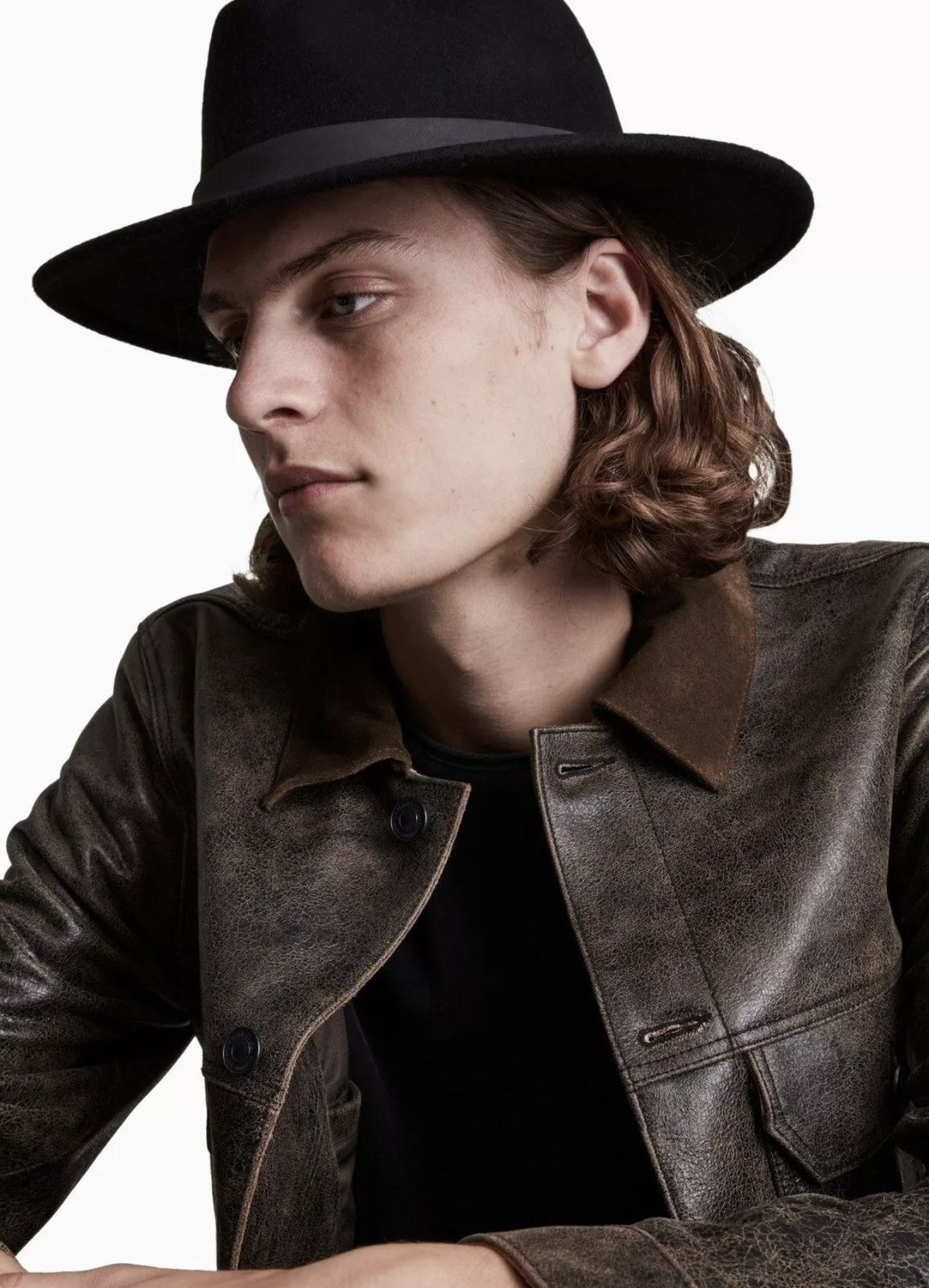Allsaints AllSaints Black Bronson Fedora Hat Size ONE SIZE - 1 Thumbnail
