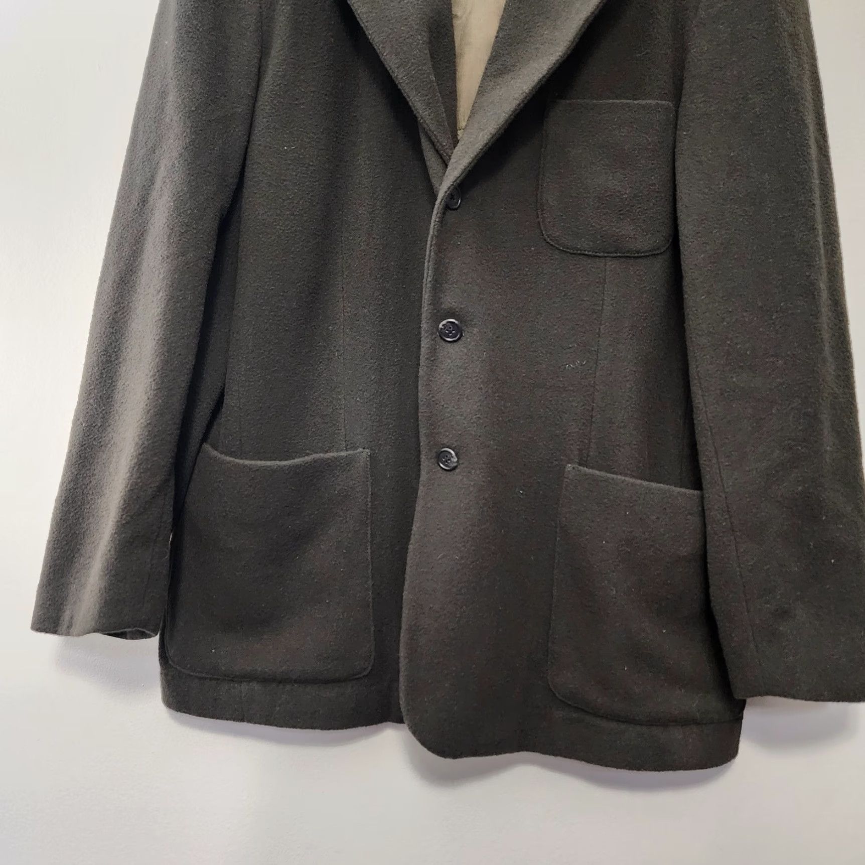 J.Crew VINTAGE J.CREW Blazer Coat Mens Large Wool Blend Green Jacket 90s Y2k Overcoat Mens Size 42R - 7 Thumbnail