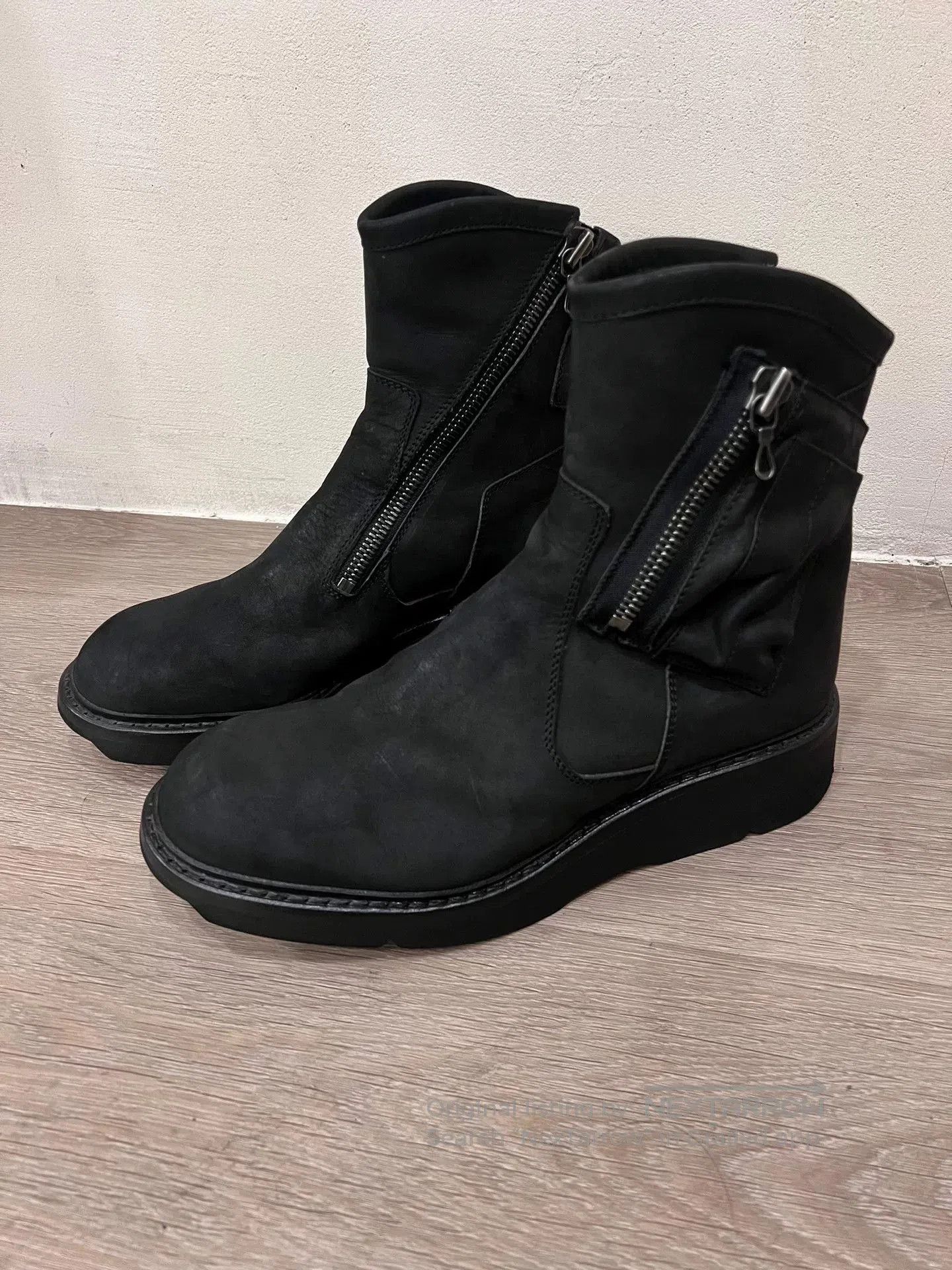Julius Black Suede Leather Zip Military Boots. Size US 10 / EU 43 - 4 Thumbnail