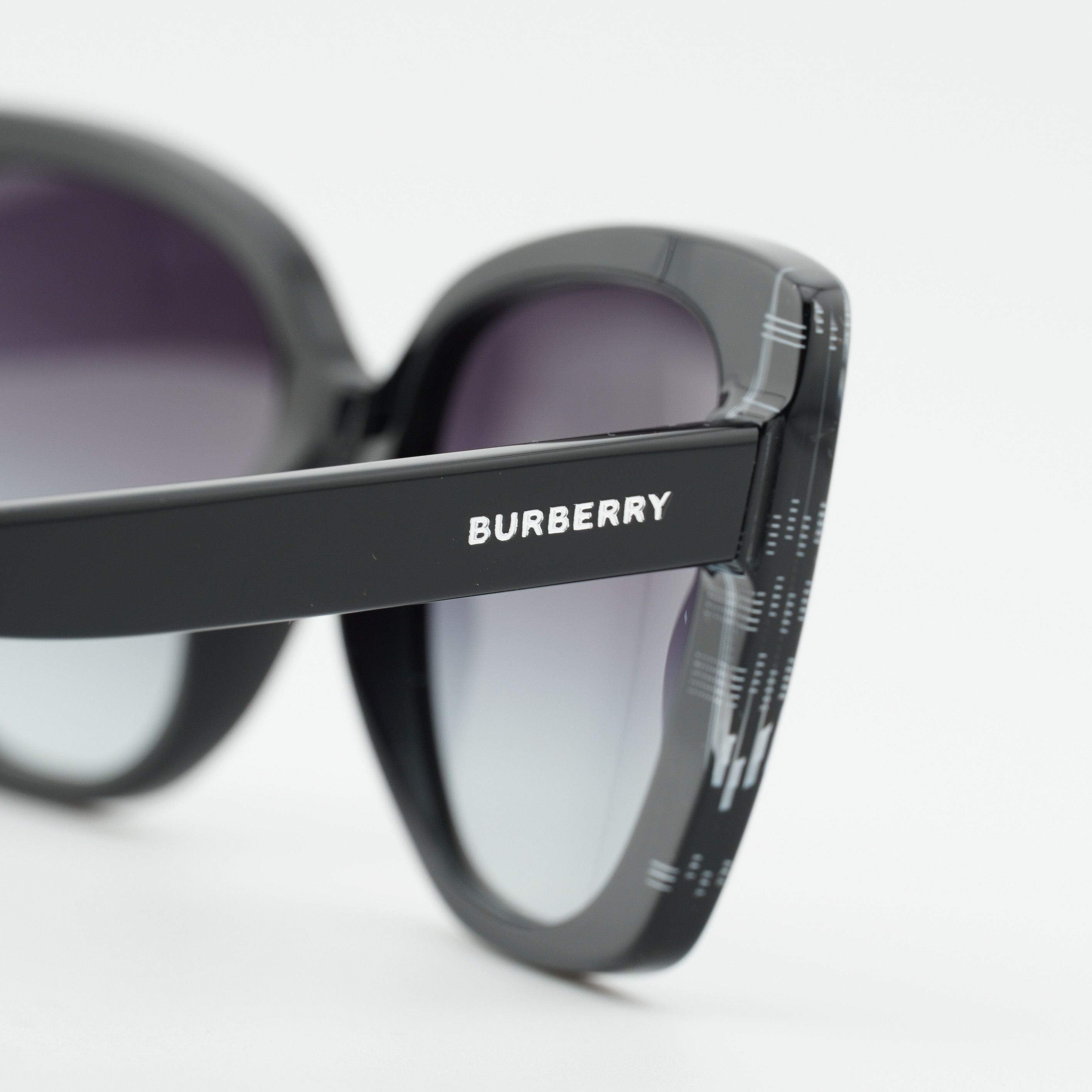 Burberry Burberry BE4393 40518G Sunglasses Black/Check White Cat Eye Size ONE SIZE - 5 Thumbnail