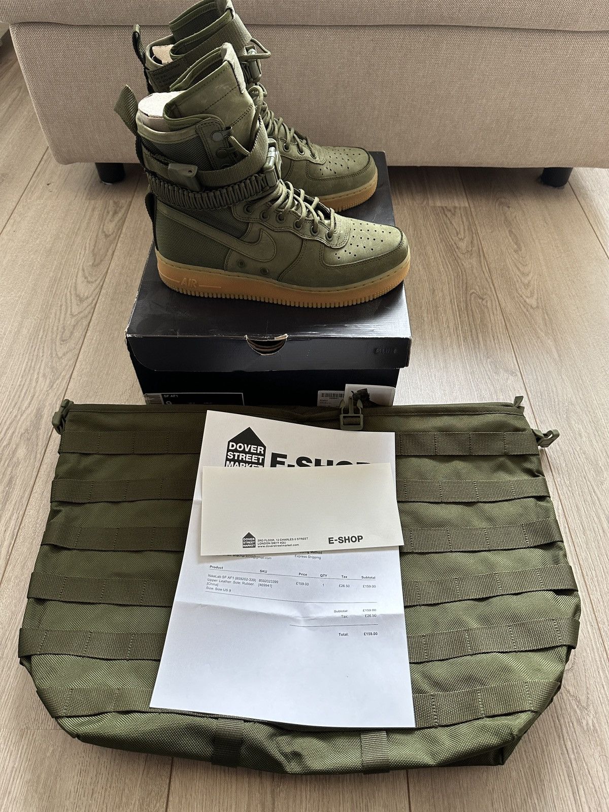 image of Nike Sf Air Force 1 Faded Olive Green Shoes, Men's (Size 9.5)
