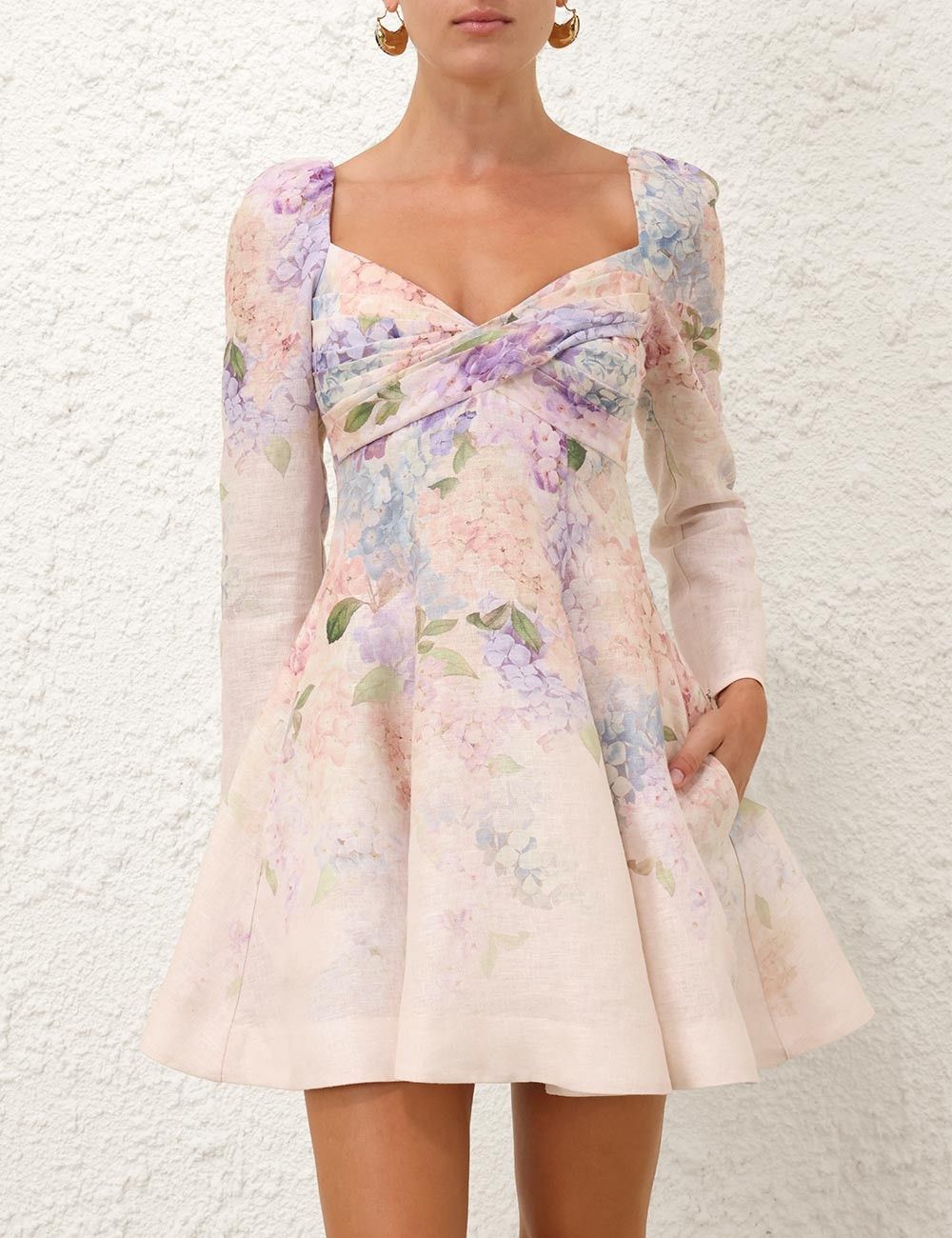 Zimmermann oc11z0226 Dawning Puff Sleeve Mini Dress In Multicolor Size S / US 4 / IT 40 - 2 Thumbnail
