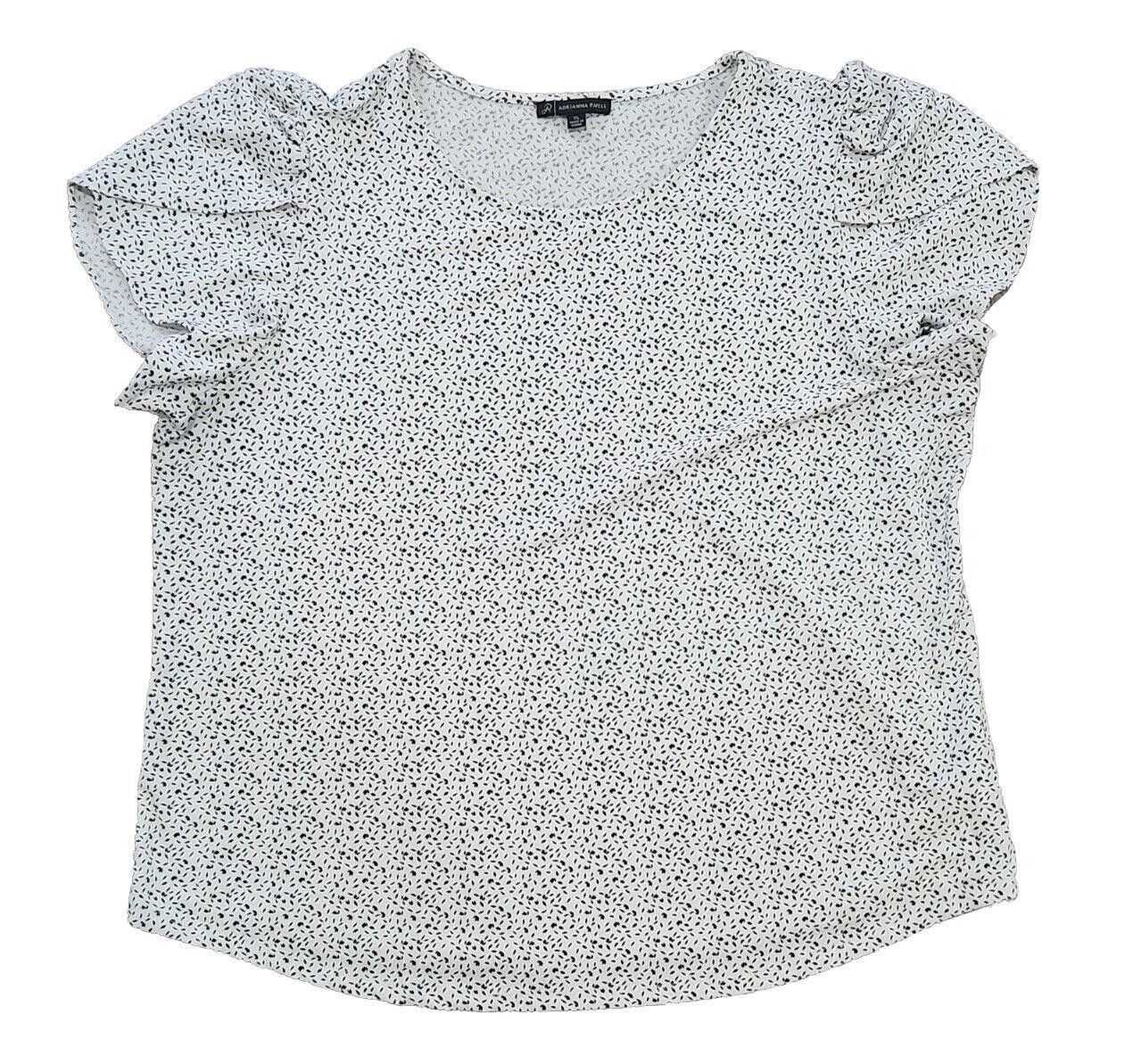 Designer Adrianna Papell Top XL Polka Dot Flutter SS Blouse White XL Size XL / US 12-14 / IT 48-50 - 1 Thumbnail