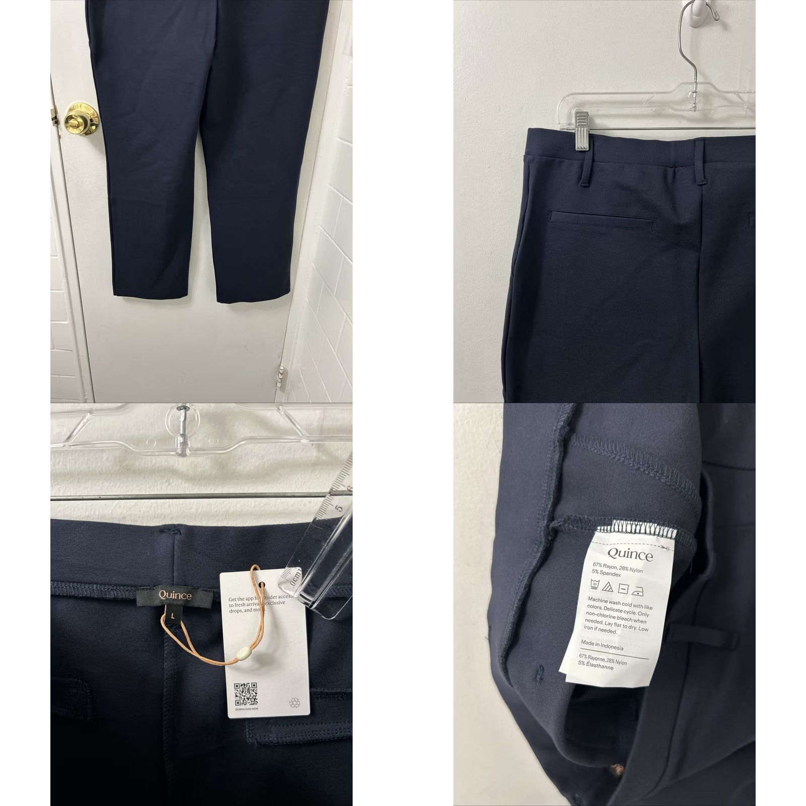 Quince Quince Pants Womens Large 32x26 Navy Ultra-Stretch Ponte Straight Leg NWT Size 36" / US 14 / IT 50 - 8 Thumbnail