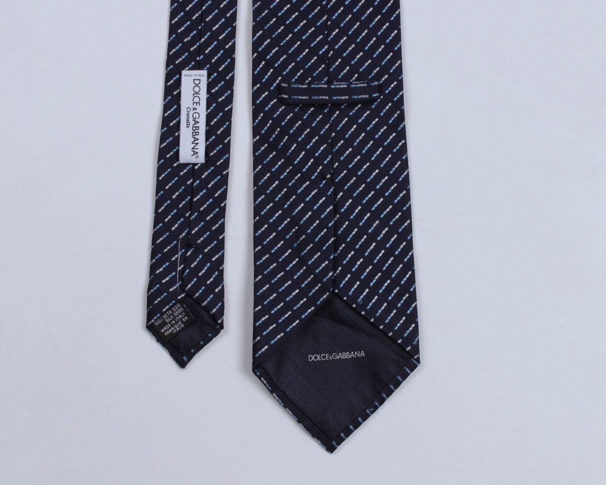 Dolce & Gabbana × Vintage DOLCE & GABBANA Cravatte Vintage Navy Blue Striped Silk Tie Size ONE SIZE - 10 Thumbnail