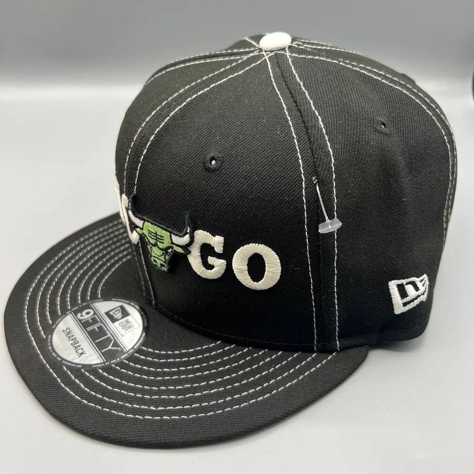 New Era Chicago Bulls Hat Men Black 9Fifty New Era Snap Back Cap New Size ONE SIZE - 4 Thumbnail