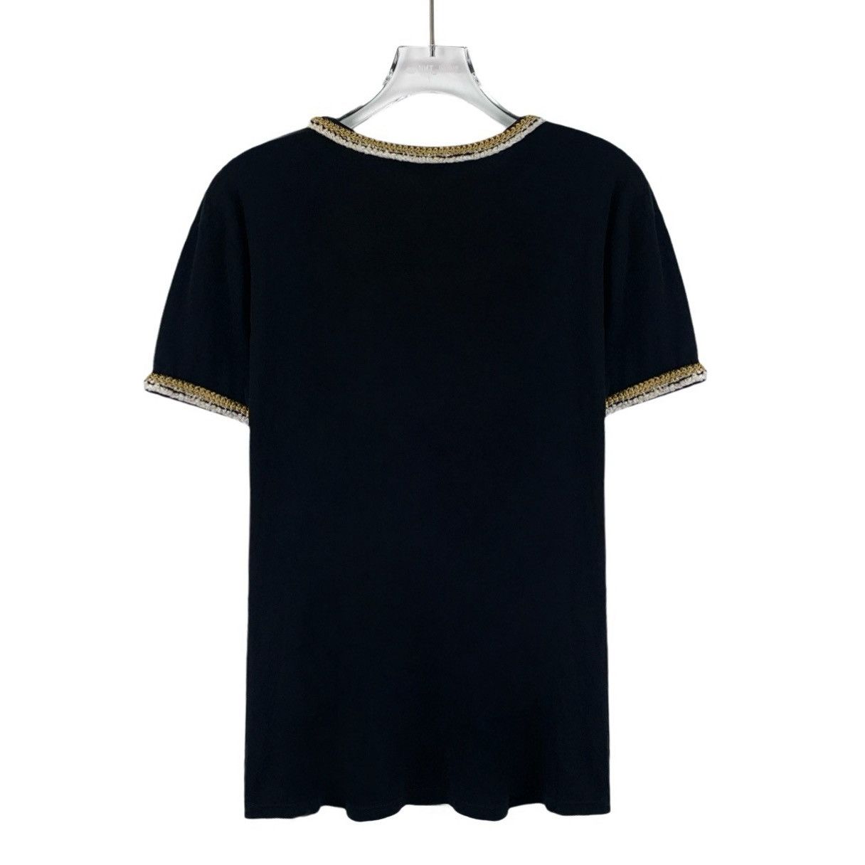 Chanel Chanel Black Tumbled Woven Cotton T-Shirt Size M / US 6-8 / IT 42-44 - 2 Thumbnail