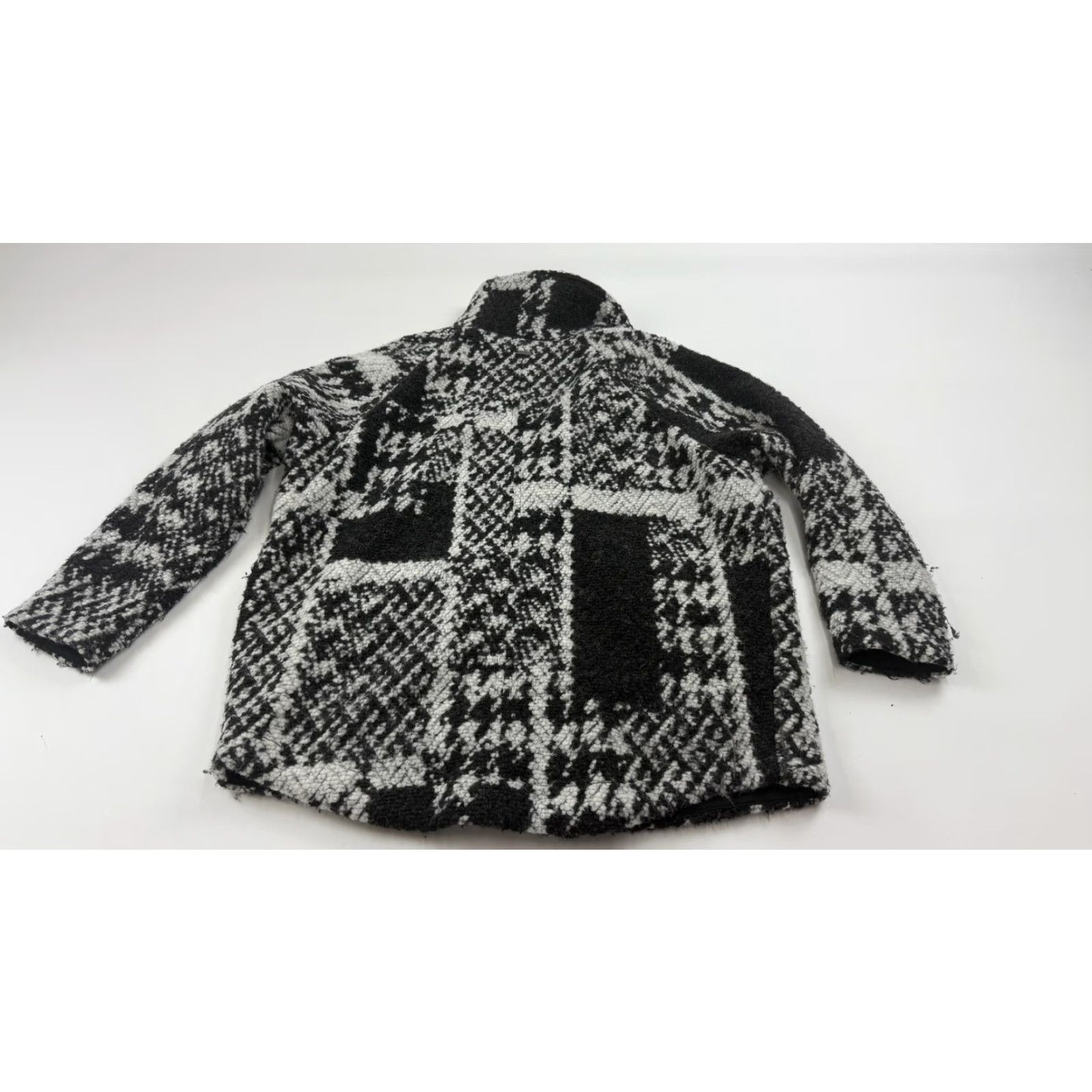 Prana PrAna Jacket Womens Small Black Wool Blend Fuzzy Geometric Zip Pockets Coat Size S / US 4 / IT 40 - 6 Thumbnail