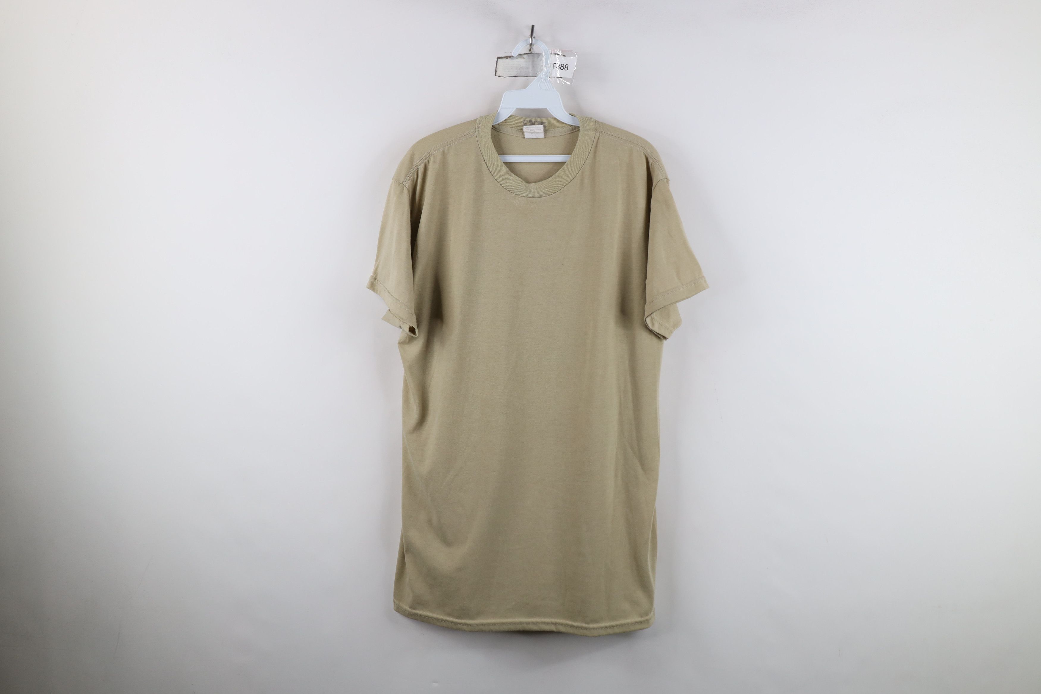 Vintage Vintage 90s Streetwear Blank Knit T-Shirt Khaki Tan USA Size US L / EU 52-54 / 3 - 1 Thumbnail