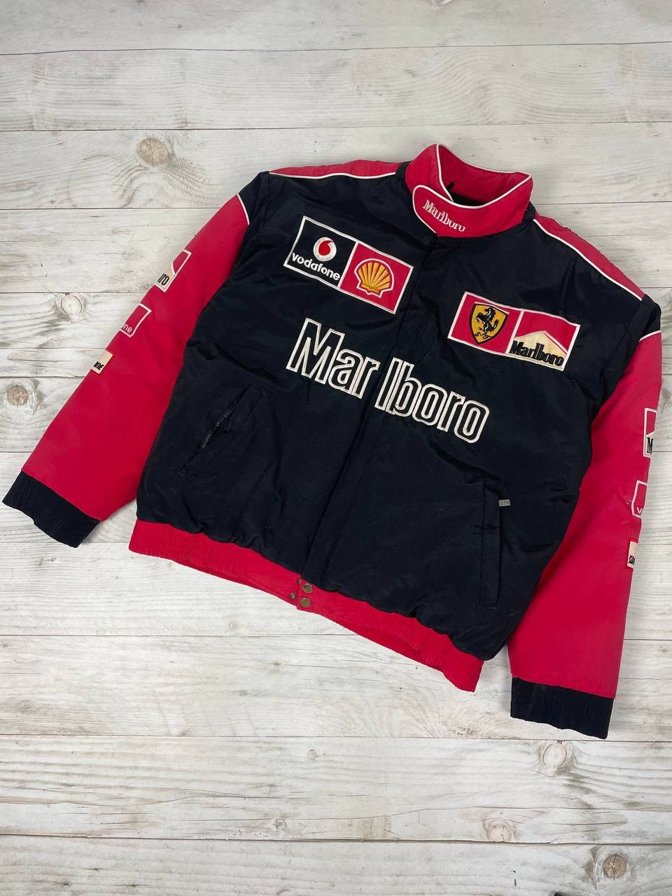 Image of Vintage Marlboro Ferrari Racing Jacket F1 Michael Shumacher in Black, Men's (Size XL)