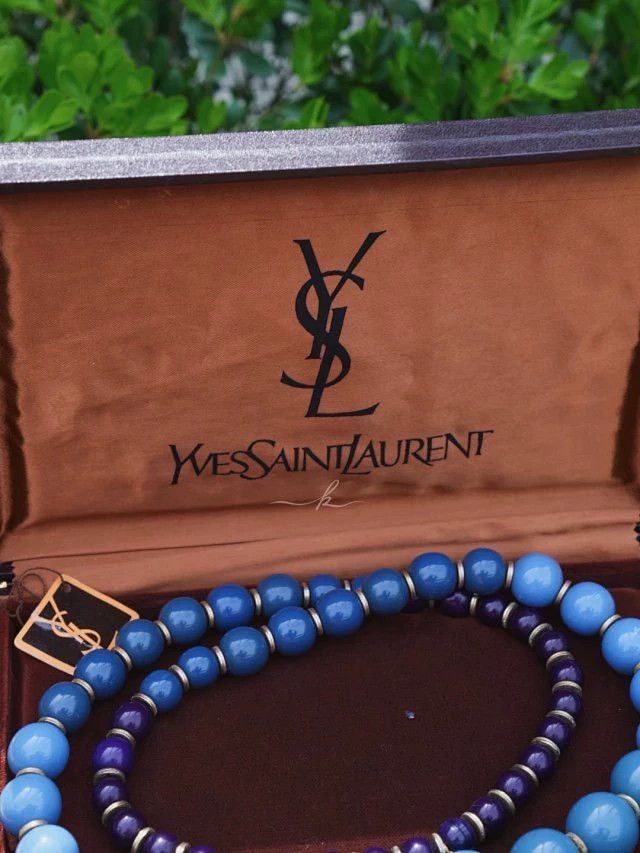 Yves Saint Laurent YSL Vintage 6-Layer Blue Gradient Resin Bead Opera Necklace Size ONE SIZE - 4 Thumbnail