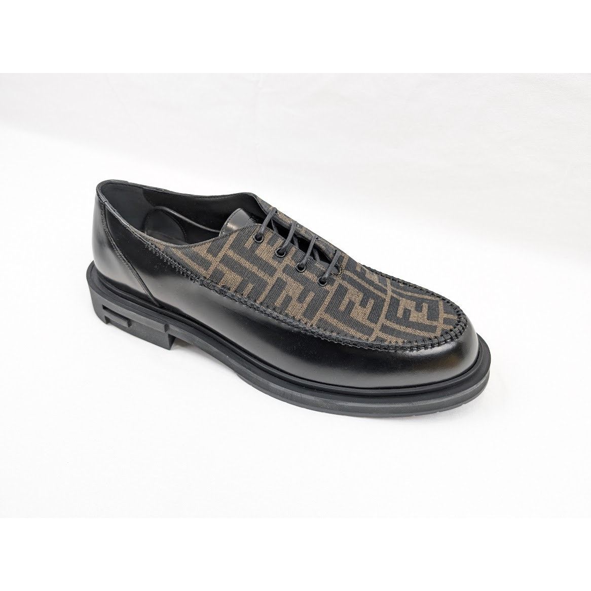 Fendi o1rshd1 Lace Up Fabric Calf Leather Boots Shoe Tabacco/Black Size US 12 / EU 45 - 4 Thumbnail