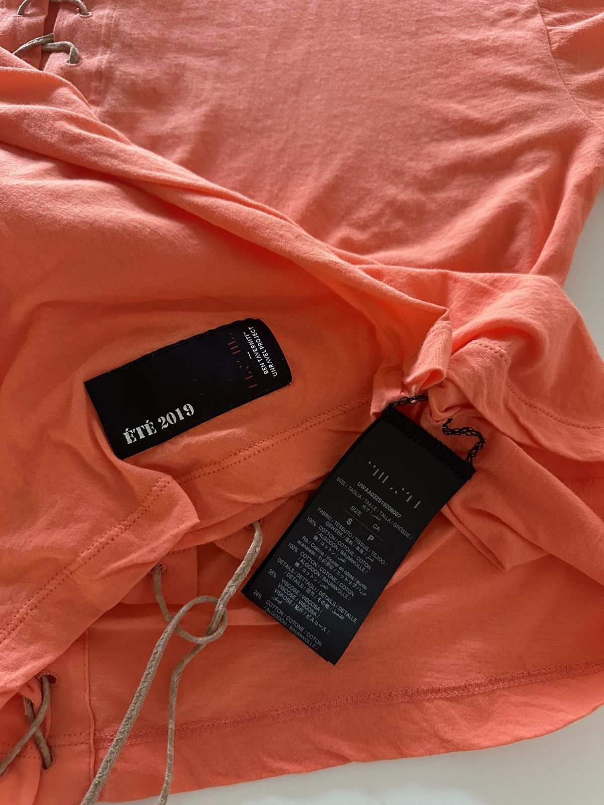 Unravel Project Ben Taverniti Unravel Project Cotton Lace Up Orange Tee S Size S / US 4 / IT 40 - 5 Thumbnail
