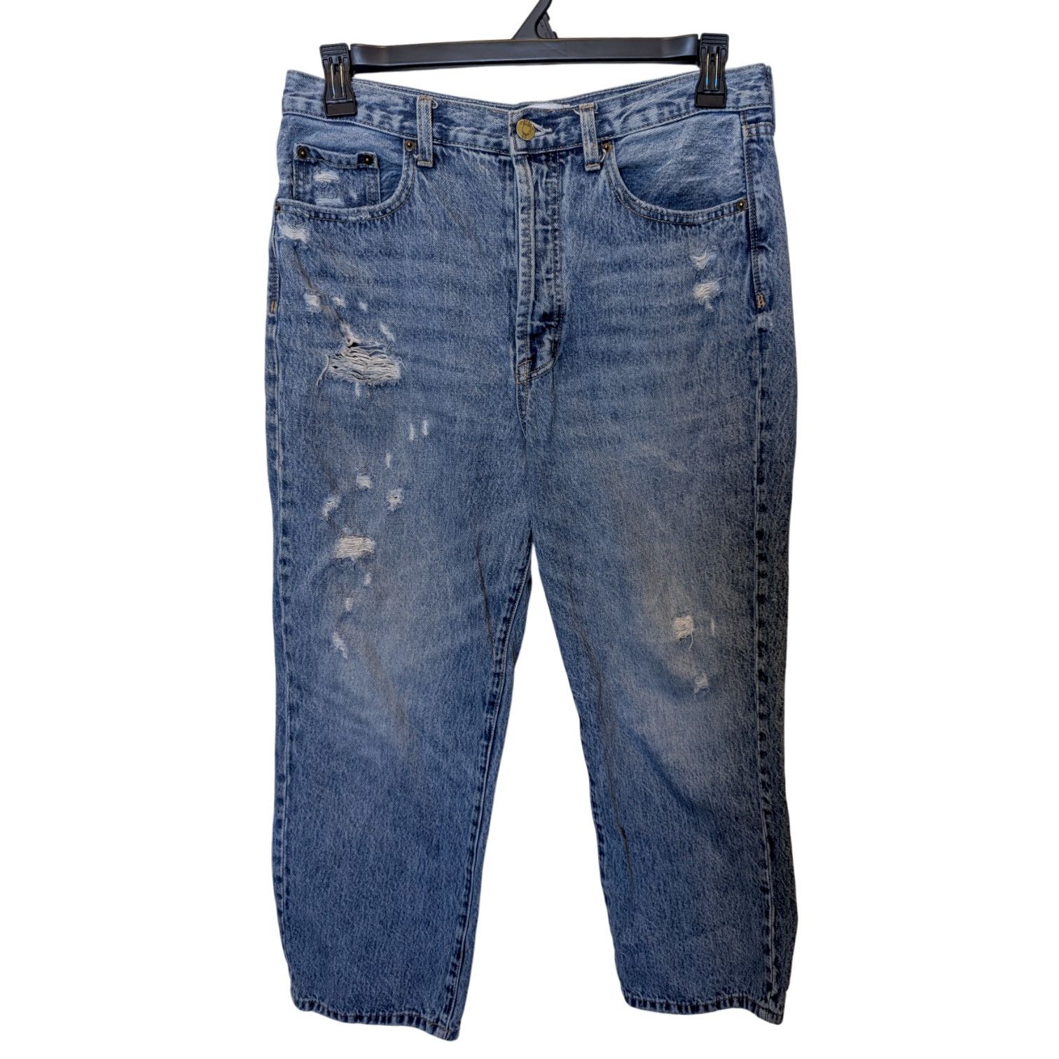 Pistola Pistola Cassie High Rise Straight Crop Distressed Jeans Size 31" - 3 Thumbnail