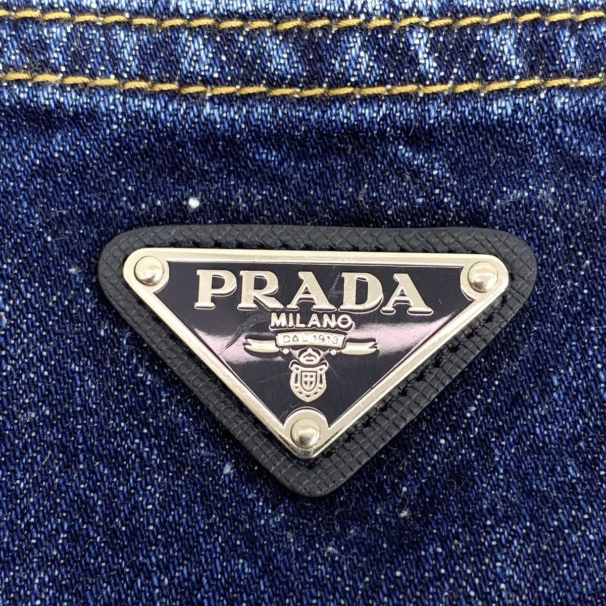 Prada Prada Dark Blue Triangle Logo Cotton Denim Pants K26WX Size 25" / US 0 / IT 36 - 5 Thumbnail