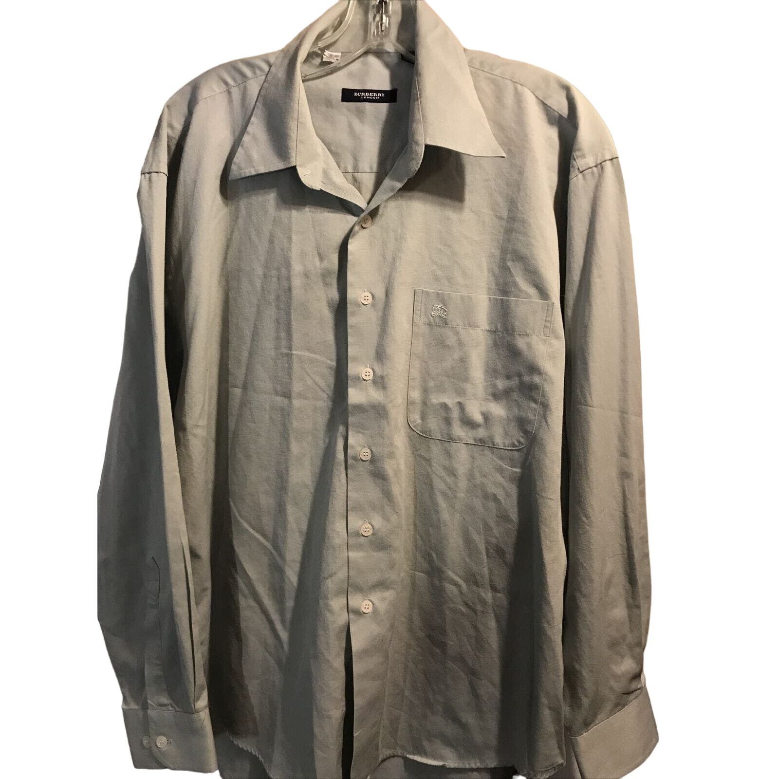 Burberry London Men’s XL Khaki 17-17.5 42-43 LS Cotton Shirt