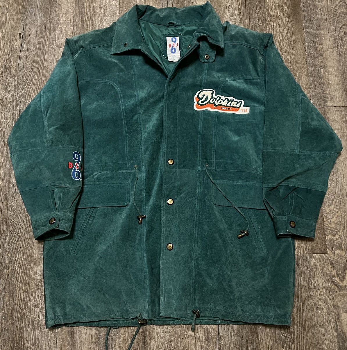 NFL × Vintage Vintage Miami Dolphins Rugby Club Leather Suede Jacket Size US XXL / EU 58 / 5 - 3 Thumbnail