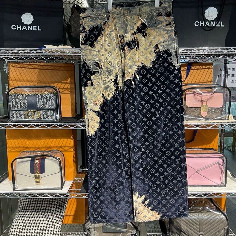 Louis Vuitton Flaming Cloud Flocking All-over Print Jeans - dmc