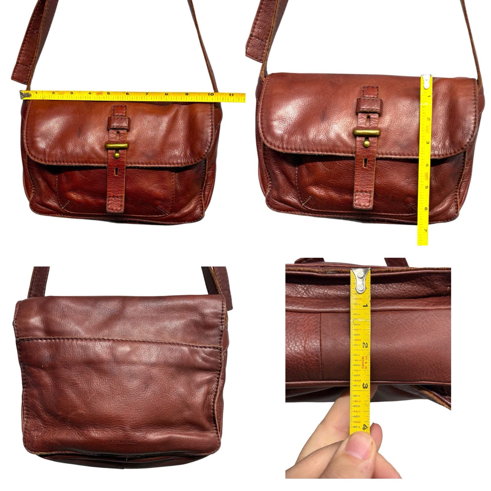 Lucky Brand VINTAGE Lucky Brand Crossbody Bag Women’s Leather Hobo Brown Beige 11x14in 4in 13-24” Strap Men? Womens? Size ONE SIZE - 8 Thumbnail