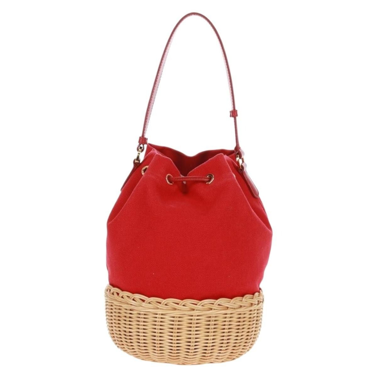 Prada PRADA Shoulder Bag Straw Canvas Beige Red Auth 167958V - Jer Size ONE SIZE - 3 Thumbnail