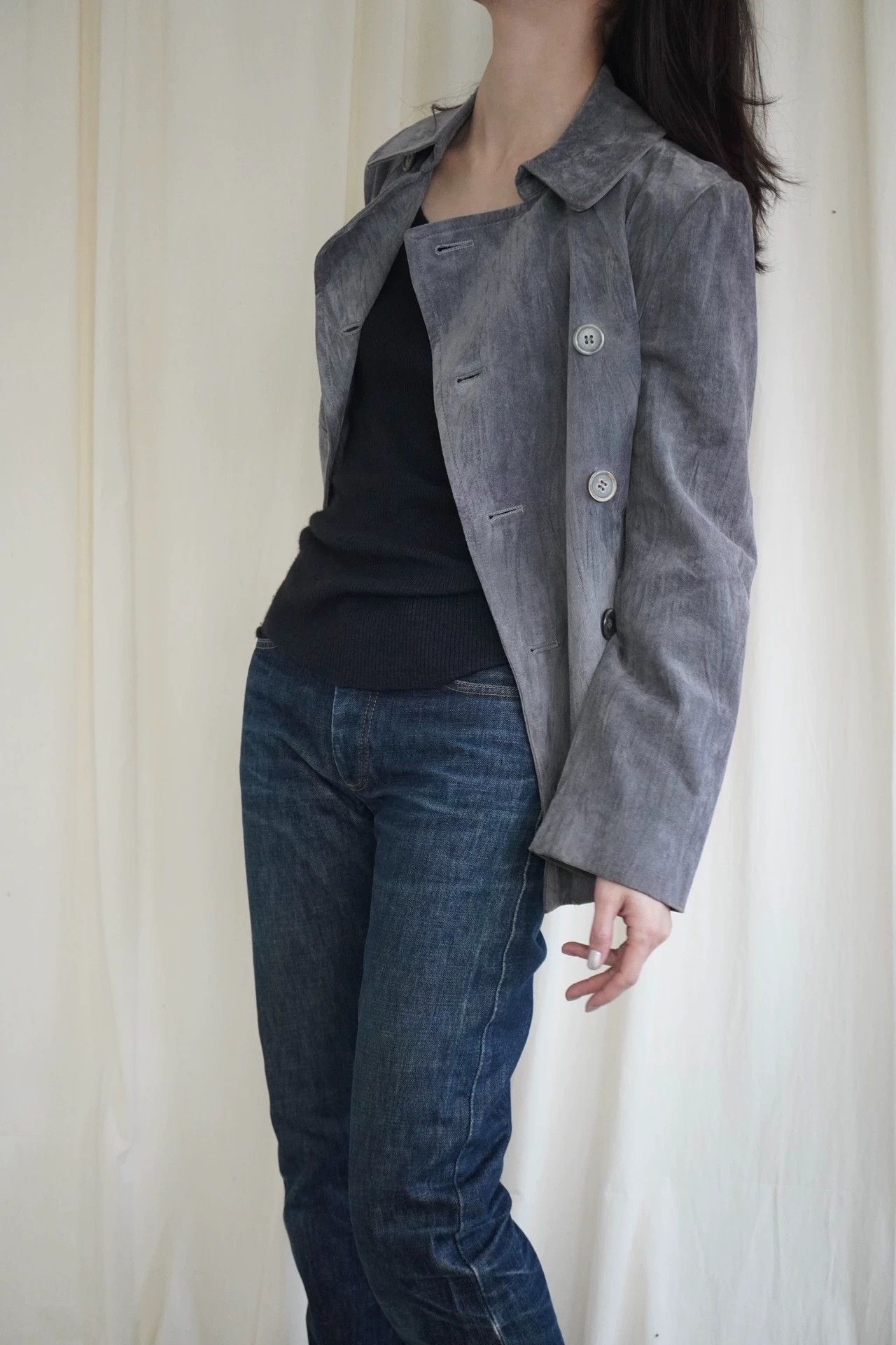 Y's Y'S YohjiYamamoto 00s Gray Pleated Pigskin Jacket Size S / US 4 / IT 40 - 1 Thumbnail