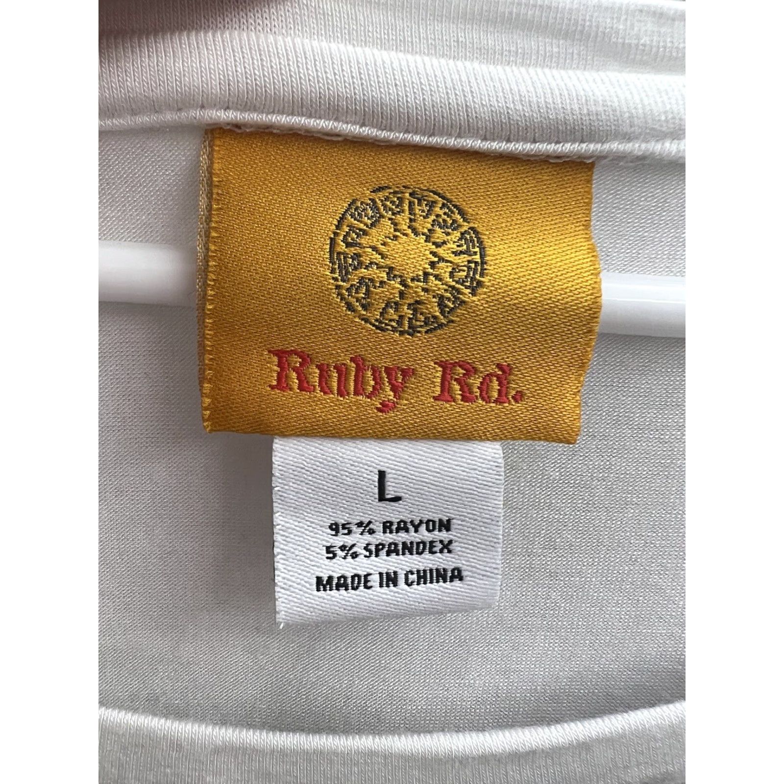 Vintage Womens Ruby Rd White Floral Beaded Neckline Ruched Side Short Sleeve Shirt Large Size L / US 10 / IT 46 - 5 Thumbnail