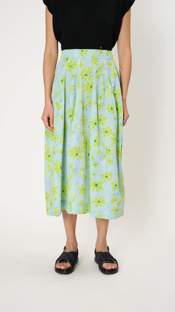 oc11z0525 Poplin High Waist Skirt in Blue