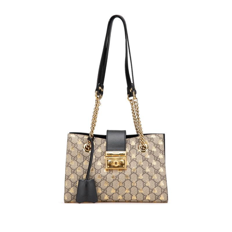 Gucci Gucci Padlock Bee GG Small Pvc Leather Shoulder Bag Leather Shoulder Bag 498156 in Beige, Women's