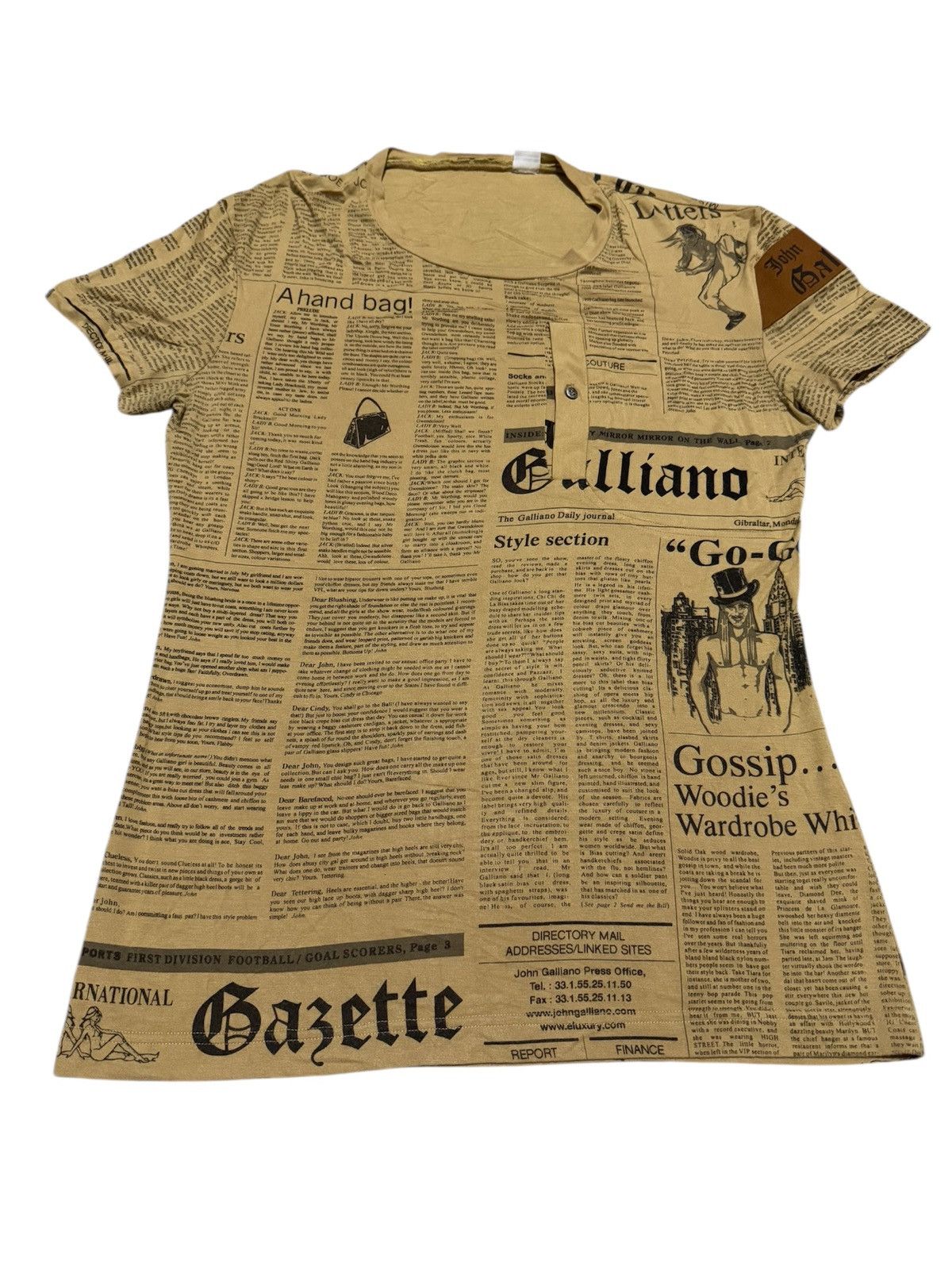 Jean Paul Gaultier × John Galliano RARE! Galliano Newspaper Shoulder Suede Single Pocket Shirt Size US M / EU 48-50 / 2 - 2 Thumbnail