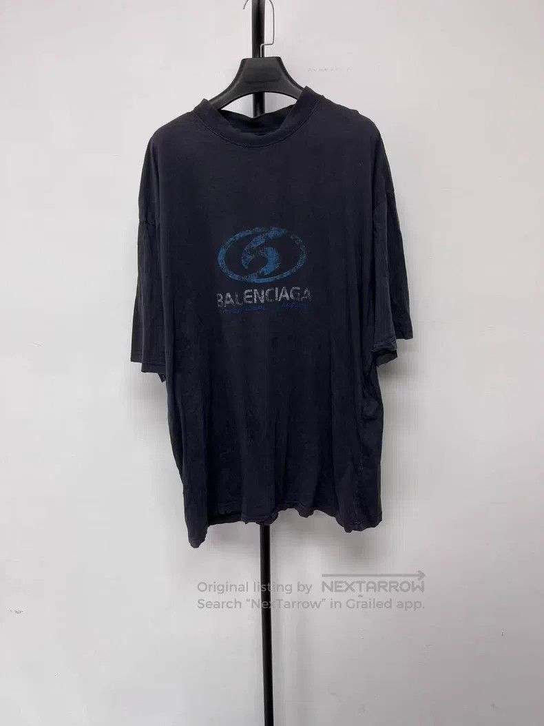 Balenciaga Balenciaga Distressed Blue Logo Letter Pattern Print Round Size US L / EU 52-54 / 3 - 1 Thumbnail