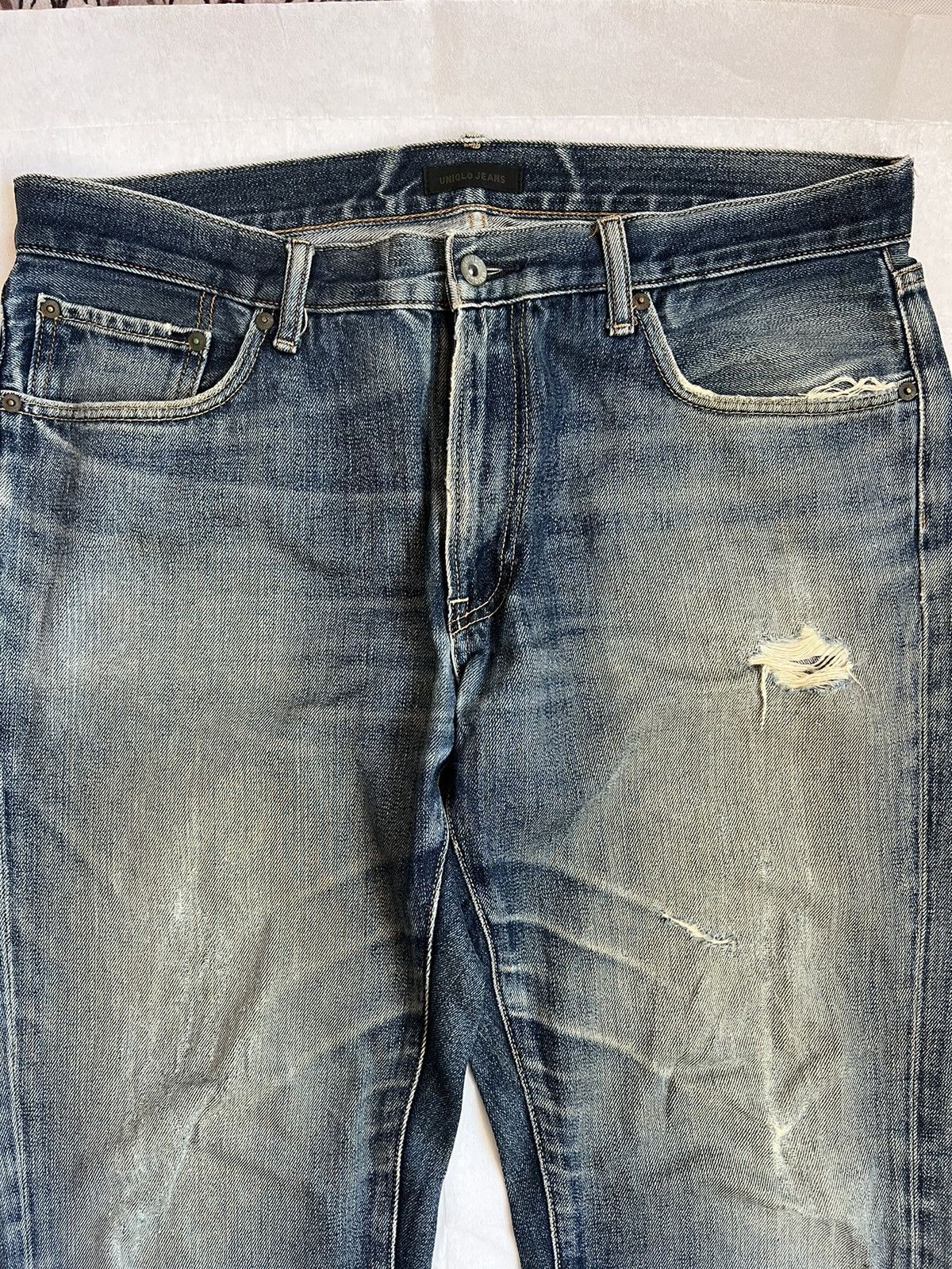 Uniqlo Uniqlo Regular Straight distressed and aging denim Size US 38 / EU 54 - 5 Thumbnail