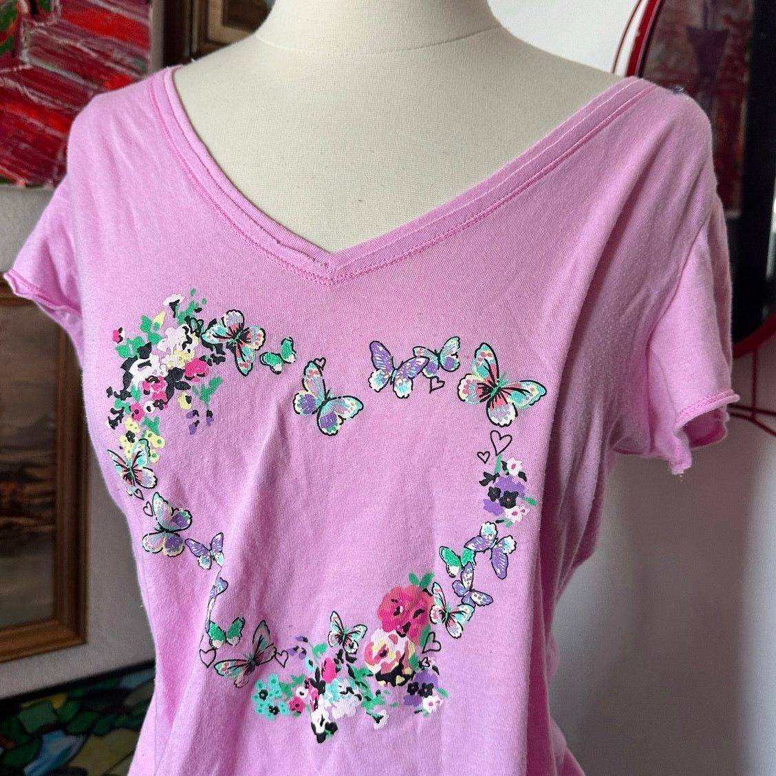 Other jenni pink floral heart graphic print shirt Size XL / US 12-14 / IT 48-50 - 2 Thumbnail