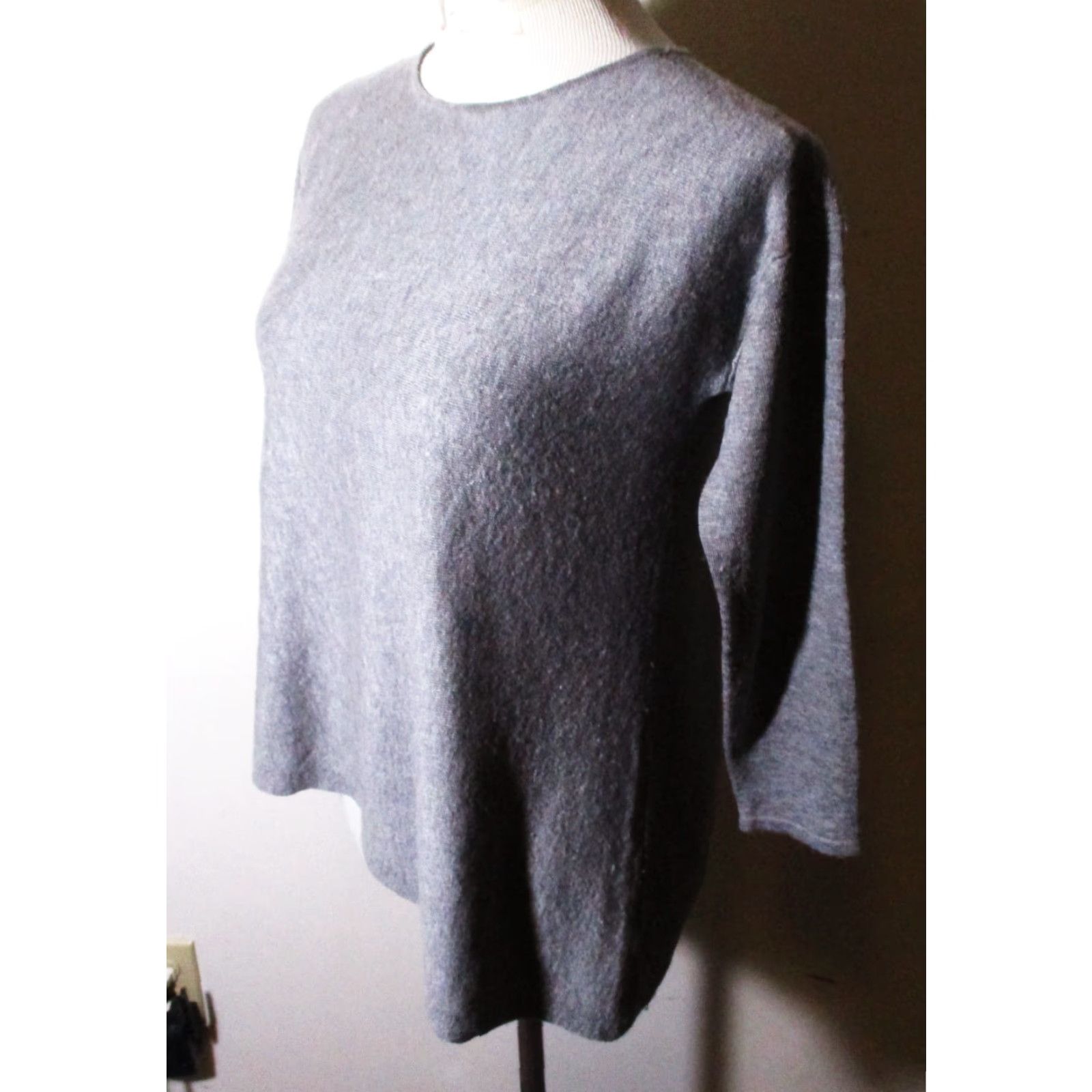 Eileen Fisher EILEEN FISHER Gray Merino Tencel Asymmetrical Sweater Top Women’s S/P Size S Casual Sleeve Knit Wool Pullover Regular Fit Size S / US 4 / IT 40 - 4 Thumbnail