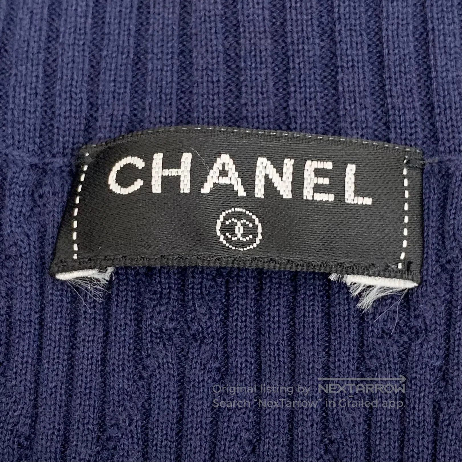 Chanel Chanel Dark Blue Double C Jacquard Cotton Round Neck Short Size US M / EU 48-50 / 2 - 6 Thumbnail