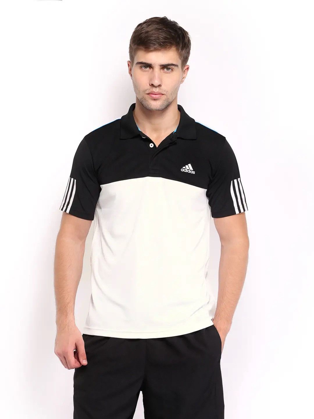 Adidas Adidas Tennis Mens Black White Response 3 Stripe Polo Shirt Size US XXL / EU 58 / 5 - 1 Thumbnail