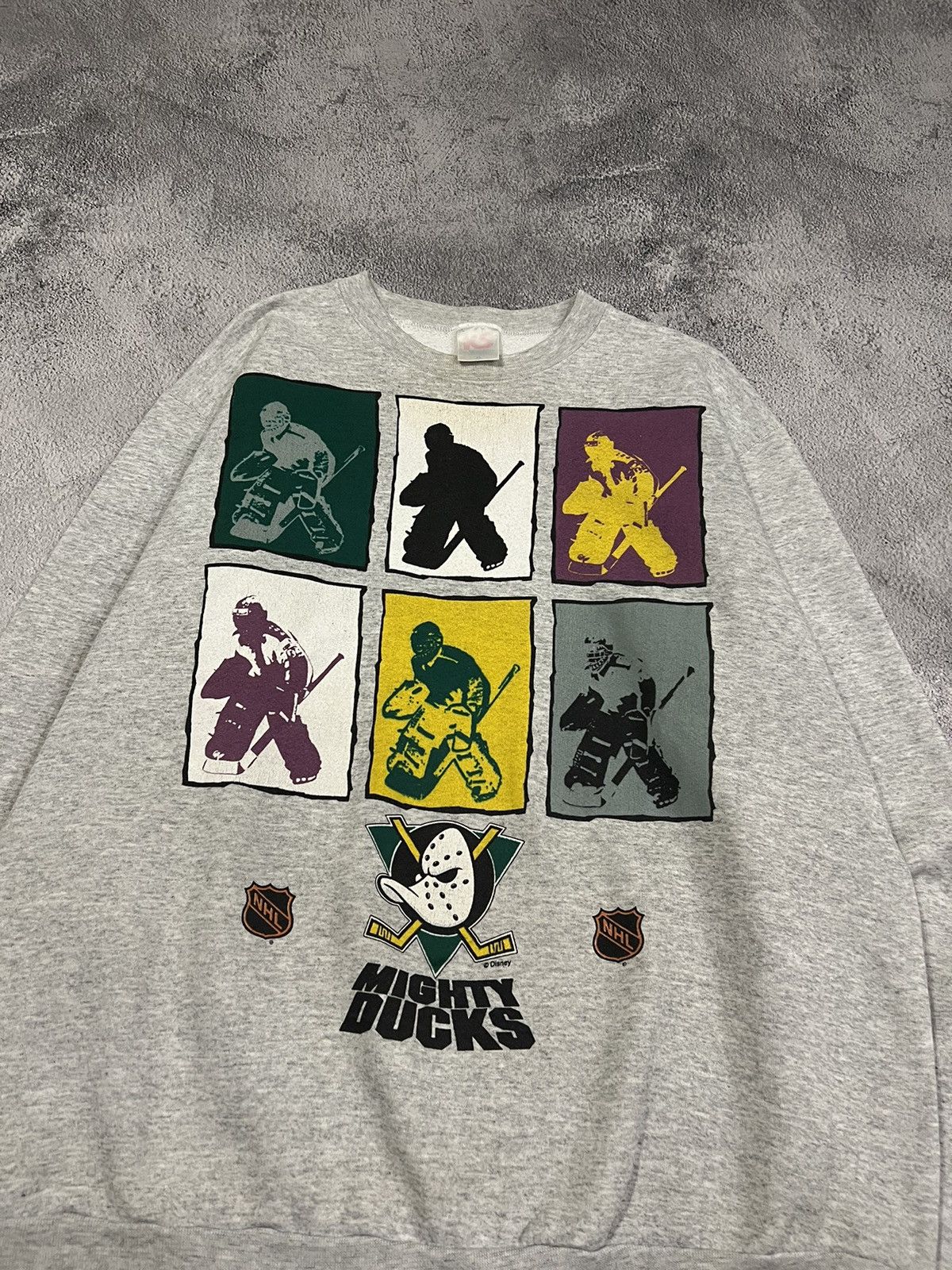 NHL × Vintage Crazy Vintage 90’s Mighty Ducks NHL Hockey Grey Sweatshirt Size US XL / EU 56 / 4 - 5 Thumbnail