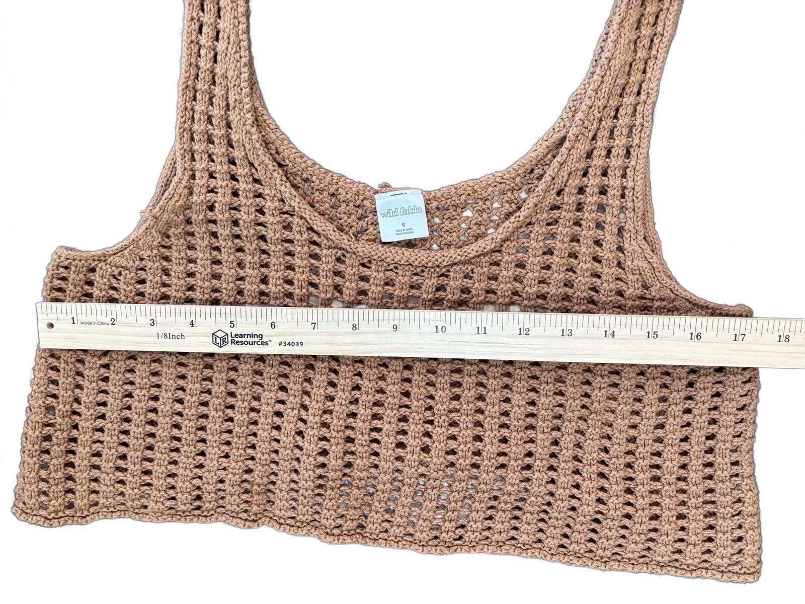 Other Boho Festival Crochet Knit Sleeveless Crop Top Beige. Small Size S / US 4 / IT 40 - 10 Thumbnail