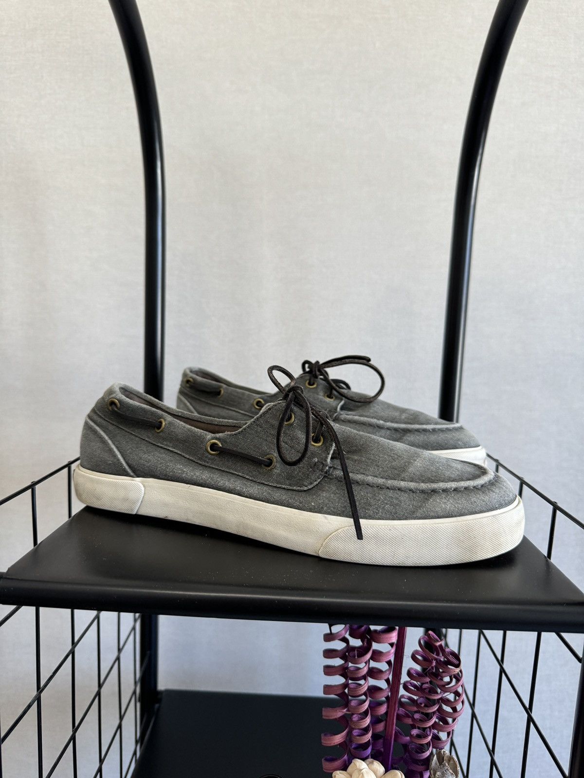 Polo Ralph Lauren Polo Ralph Lauren grey faded twill cotton top-sider loafer Size US 12 / EU 45 - 2 Thumbnail