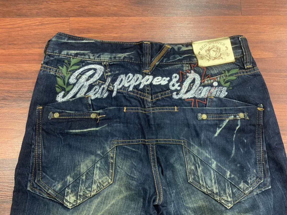 If Six Was Nine Red Pepper Embroidered Jeans Pants Size US 34 / EU 50 - 5 Thumbnail