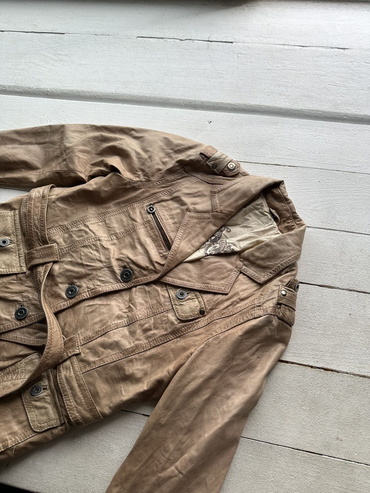 Vintage 🚨AVANT-GARDE BROWN Rick Owen’s Opium Y2K LEATHER JACKET Size M / US 6-8 / IT 42-44 - 3 Thumbnail