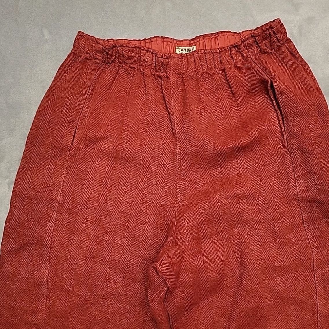 Vintage Sunday St Tropez Pants Womens M Red Cropped Relaxed Boho Lagenlook Linen Viscose Pockets Straight Size 32" / US 10 / IT 46 - 3 Thumbnail