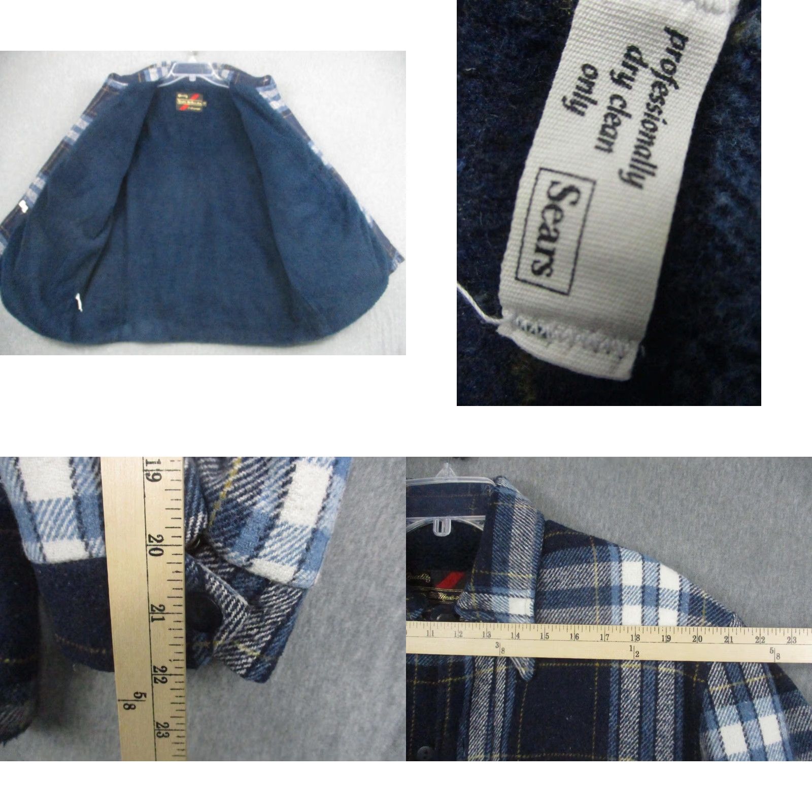 Sears VINTAGE Sears Jacket Mens 46 Blue Plaid Wool Faux Fur Lined Pea Coat Outdoor 70s Size US S / EU 44-46 / 1 - 8 Thumbnail